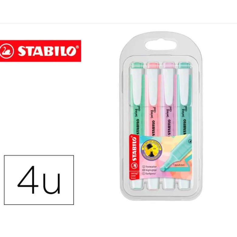 Rotulador Stabilo Swing Cool Pastel Fluorescente 4 unidades
