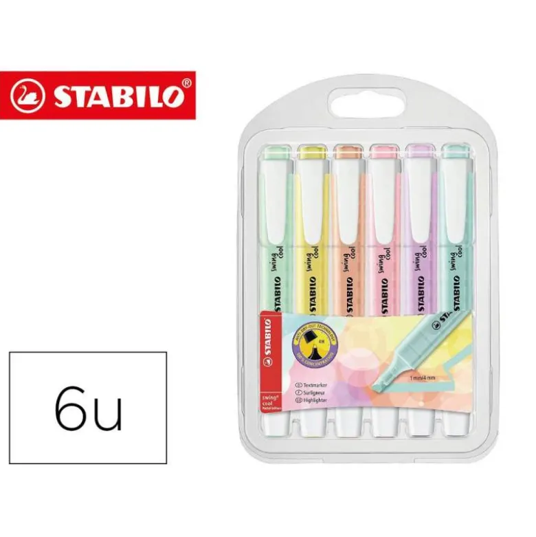 Rotulador Stabilo Swing Cool Pastel Fluorescente Estuche 6 unidades