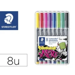 ROTULADOR STAEDTLER LUMOCOLOR PERMANENTE ART ESTUCHE DE 8 UNIDADES COLORES SURTIDOS