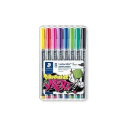 ROTULADOR STAEDTLER LUMOCOLOR PERMANENTE ART ESTUCHE DE 8 UNIDADES COLORES SURTIDOS