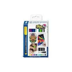 ROTULADOR STAEDTLER LUMOCOLOR RETROPROYECCION PUNTA DE FIBRA PERMANENTE 318 CAJA DE 10 UNIDADES COLORES SURTIDOS