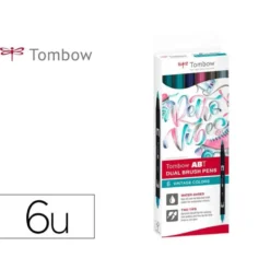 ROTULADOR TOMBOW ACUARELABLE DOBLE PUNTA FINA/PINCEL COLORES VINTAGE CAJA DE 6 UNIDADES COLORES SURTIDOS