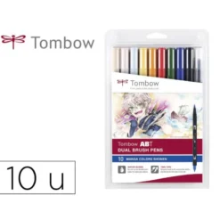 ROTULADOR TOMBOW DUAL BRUSH DOBLE PUNTA PINCEL MANGA SHONEN ESTUCHE DE 10 UNIDADES COLORES SURTIDOS