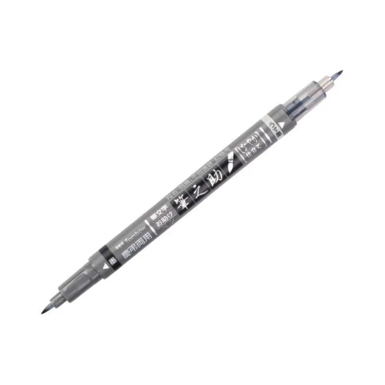ROTULADOR TOMBOW FUDENOSUKE TINTA BASE DE AGUA DOBLE PUNTA BLANDA COLOR GRIS/NEGRO