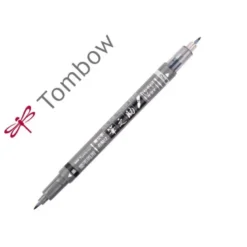 ROTULADOR TOMBOW FUDENOSUKE TINTA BASE DE AGUA DOBLE PUNTA BLANDA COLOR GRIS/NEGRO
