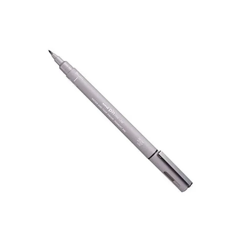 ROTULADOR UNIBALL PIN BR-200 PUNTA DE PINCEL FINO GRIS CLARO