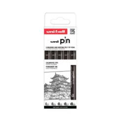 ROTULADOR UNIBALL PIN CALIBRADO MICROMETRICO CLASICO I COLOR NEGRO BLISTER DE 5 UNIDADES