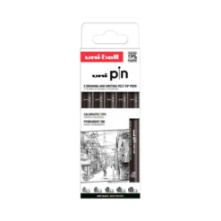 ROTULADOR UNIBALL PIN CALIBRADO MICROMETRICO CLASICO II COLOR NEGRO BLISTER DE 5 UNIDADES