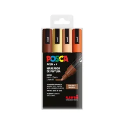 ROTULADOR UNI POSCA PC-5M/4C ESTUCHE DE 4 UNIDADES COLORES MADERA SURTIDOS