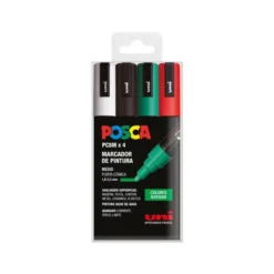 ROTULADOR UNI POSCA PC-5M/4C ESTUCHE DE 4 UNIDADES COLORES NAVIDAD SURTIDOS