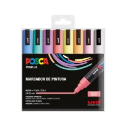 ROTULADOR UNI POSCA PC-5M/8C ESTUCHE DE 8 UNIDADES COLORES PASTEL SURTIDOS