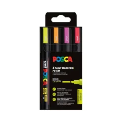 ROTULADOR UNI POSCA PC-5M/4C MARCADOR DE PINTURA PUNTA CONICA 1,8-2,5 MM BOLSA DE 4 UNIDADES COLORES FLUORESCENTE