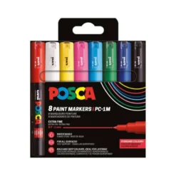 ROTULADOR UNI POSCA PC-1M/8C MARCADOR DE PINTURA PUNTA CONICA 0,7-1 MM ESTUCHE DE 8 UNIDADES COLORES BASICOS