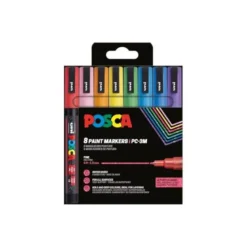 ROTULADOR UNI POSCA PC-3M/8C MARCADOR DE PINTURA PUNTA CONICA 0,9-1,3 MM ESTUCHE DE 8 UNIDADES COLORES PURPURINA