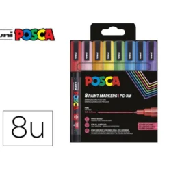ROTULADOR UNI POSCA PC-3M/8C MARCADOR DE PINTURA PUNTA CONICA 0,9-1,3 MM ESTUCHE DE 8 UNIDADES COLORES PURPURINA