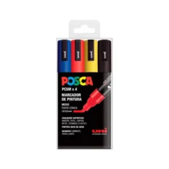 ROTULADOR UNI POSCA PC-5M/4C MARCADOR DE PINTURA PUNTA CONICA 1,8-2,5 MM ESTUCHE DE 4 UNIDADES COLORES BASICOS