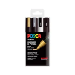 ROTULADOR UNI POSCA PC-5M/4C MARCADOR DE PINTURA PUNTA CONICA 1,8-2,5 MM GSWB ESTUCHE DE 4 UNIDADES
