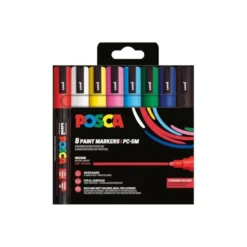 ROTULADOR UNI POSCA PC-5M/8C MARCADOR DE PINTURA PUNTA CONICA 1,8-2,5 MM ESTUCHE DE 8 UNIDADES COLORES BASICOS