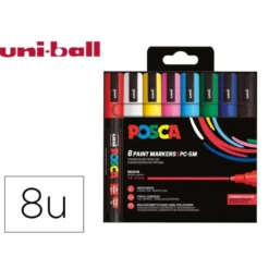 ROTULADOR UNI POSCA PC-5M/8C MARCADOR DE PINTURA PUNTA CONICA 1,8-2,5 MM ESTUCHE DE 8 UNIDADES COLORES BASICOS
