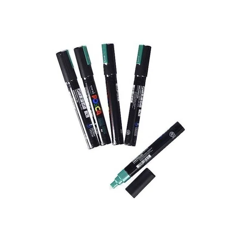 ROTULADOR UNI POSCA PC-5M MARCADOR DE PINTURA PUNTA CONICA 1,8-2,5 MM VERDE METALICO