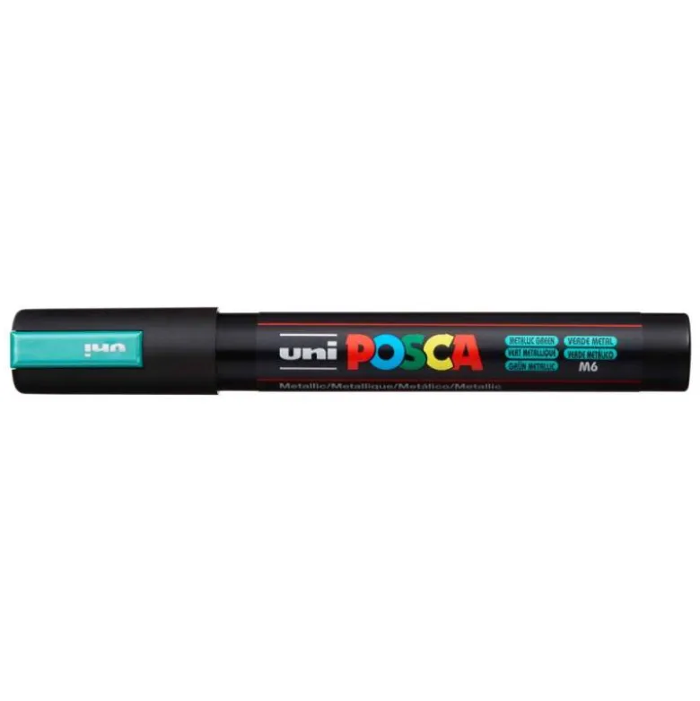 ROTULADOR UNI POSCA PC-5M MARCADOR DE PINTURA PUNTA CONICA 1,8-2,5 MM VERDE METALICO
