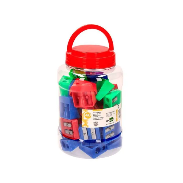 SACAPUNTAS LIDERPAPEL PLASTICO 2 USOS COLORES SURTIDOS