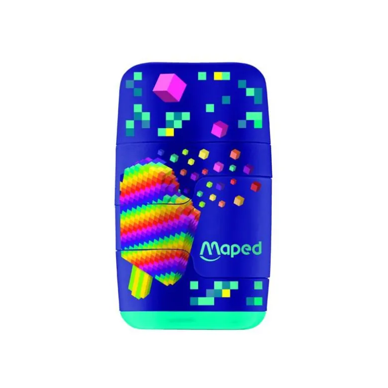 SACAPUNTAS MAPED PLASTICO CONNECT PIXEL PARTY 2 USOS CON GOMA DE BORRAR