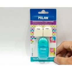 SACAPUNTAS MILAN CAPSULE PLASTICO 1 USO CON GOMA + 2 RECAMBIOS DE GOMA