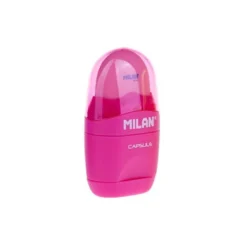 SACAPUNTAS MILAN CAPSULE PLASTICO 1 USO CON GOMA + 2 RECAMBIOS DE GOMA