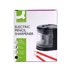 SACAPUNTAS Q-CONNECT KF14568 ELECTRICO DE SOBREMESA CABLE USB/4 PILAS AA AFILA CUCHILLA DIAMETROS DE 6 A 12MM DOS USOS