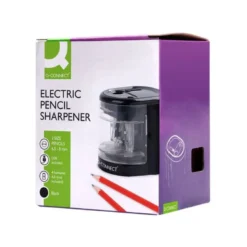 SACAPUNTAS Q-CONNECT KF14568 ELECTRICO DE SOBREMESA CABLE USB/4 PILAS AA AFILA CUCHILLA DIAMETROS DE 6 A 12MM DOS USOS