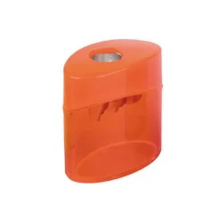 Sacapuntas metalico marca M+R con deposito transparente