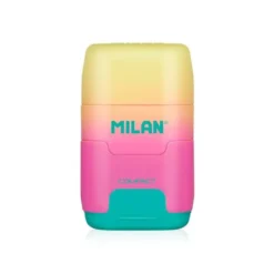 SACAPUNTAS MILAN COMPACT SUNSET PLASTICO 2 USOS CON GOMA DE BORRAR COLORES SURTIDOS " NO SE PEUDEN ELEGIR"
