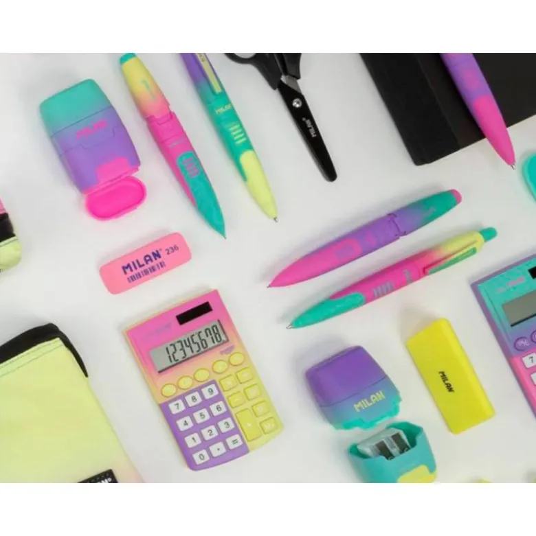 SACAPUNTAS MILAN COMPACT SUNSET PLASTICO 2 USOS CON GOMA DE BORRAR COLORES SURTIDOS " NO SE PEUDEN ELEGIR"