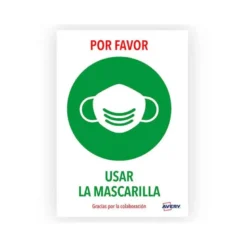 SEÑAL ADHESIVA AVERY USAR MASCARILLA DIN A4 RESISTENTE A LOS RAYOS UV PACK DE 2 UNIDADES