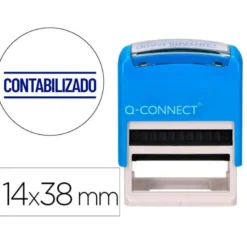 SELLO ENTINTADO AUTOMATICO Q-CONNECT CONTABILIZADO ALMOHADILLA 14X38 MM COLOR AZUL