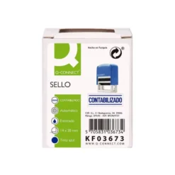 SELLO ENTINTADO AUTOMATICO Q-CONNECT CONTABILIZADO ALMOHADILLA 14X38 MM COLOR AZUL