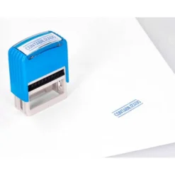 SELLO ENTINTADO AUTOMATICO Q-CONNECT CONTABILIZADO ALMOHADILLA 14X38 MM COLOR AZUL