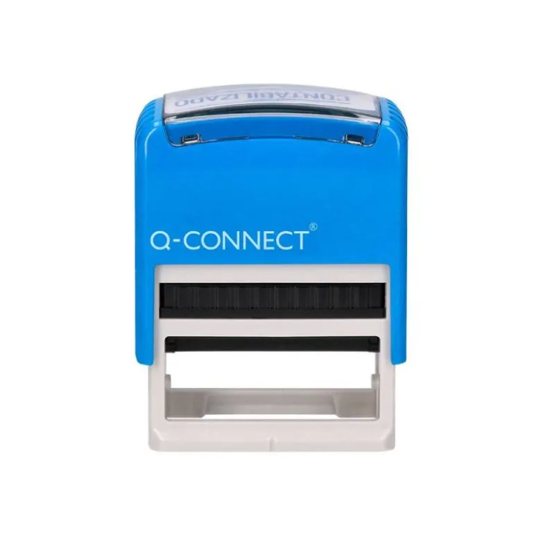 SELLO ENTINTADO AUTOMATICO Q-CONNECT CONTABILIZADO ALMOHADILLA 14X38 MM COLOR AZUL
