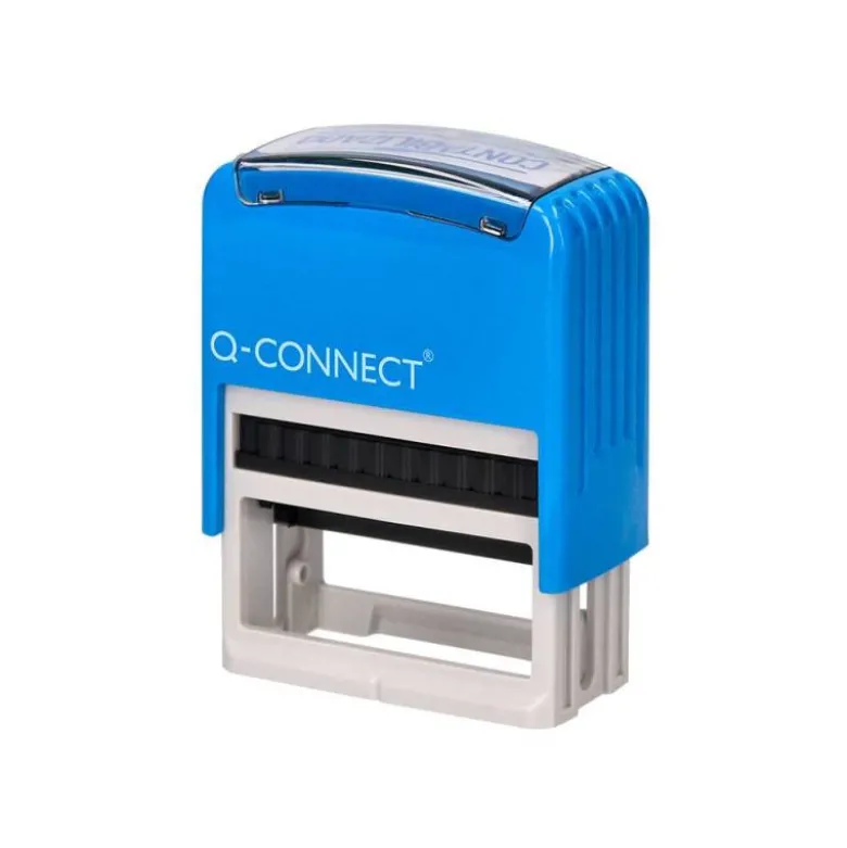 SELLO ENTINTADO AUTOMATICO Q-CONNECT CONTABILIZADO ALMOHADILLA 14X38 MM COLOR AZUL