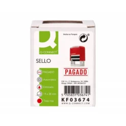 SELLO ENTINTADO AUTOMATICO Q-CONNECT PAGADO ALMOHADILLA 14X38 MM COLOR ROJO