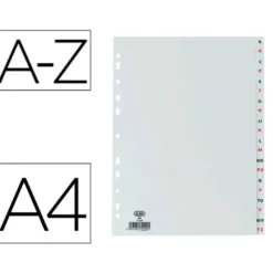 Separador alfabetico Elba plástico DIN A4 11 taladros en color gris