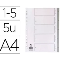 Separadores de plastico Q-Connect numericos multitaladro DIN A4