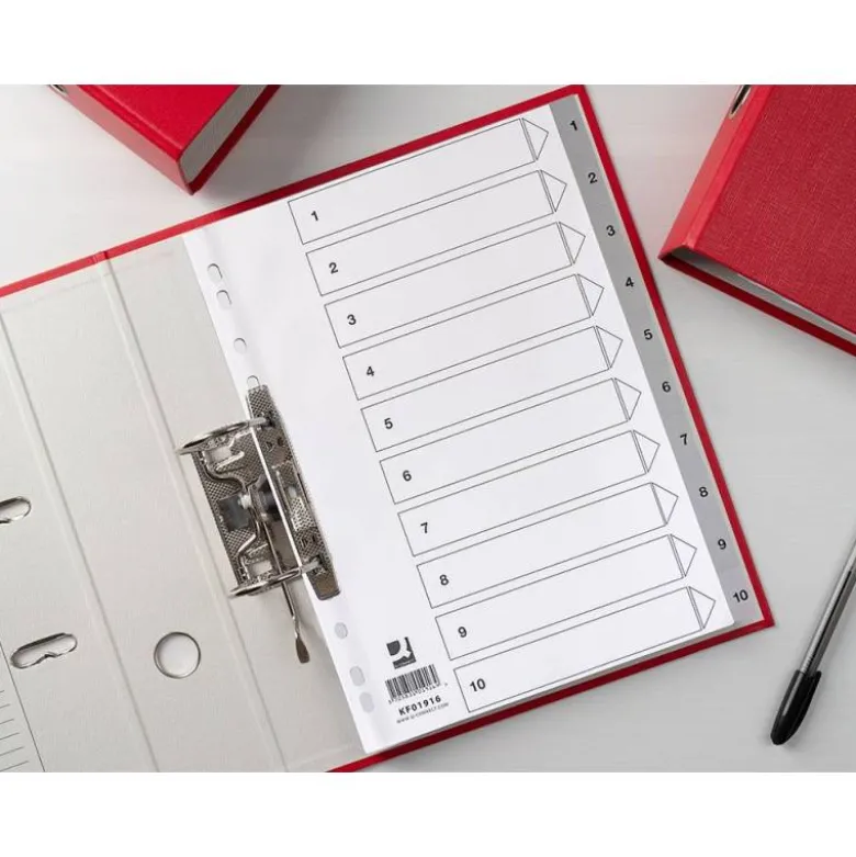 Separadores de plastico Q-Connect numericos multitaladro 1-10 DIN A4
