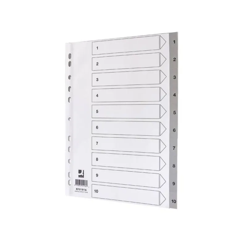 Separadores de plastico Q-Connect numericos multitaladro 1-10 DIN A4