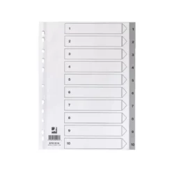 Separadores de plastico Q-Connect numericos multitaladro 1-10 DIN A4