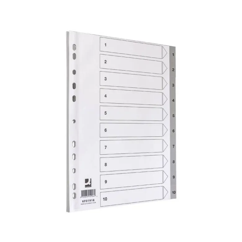 Separadores de plastico Q-Connect numericos multitaladro 1-10 DIN A4