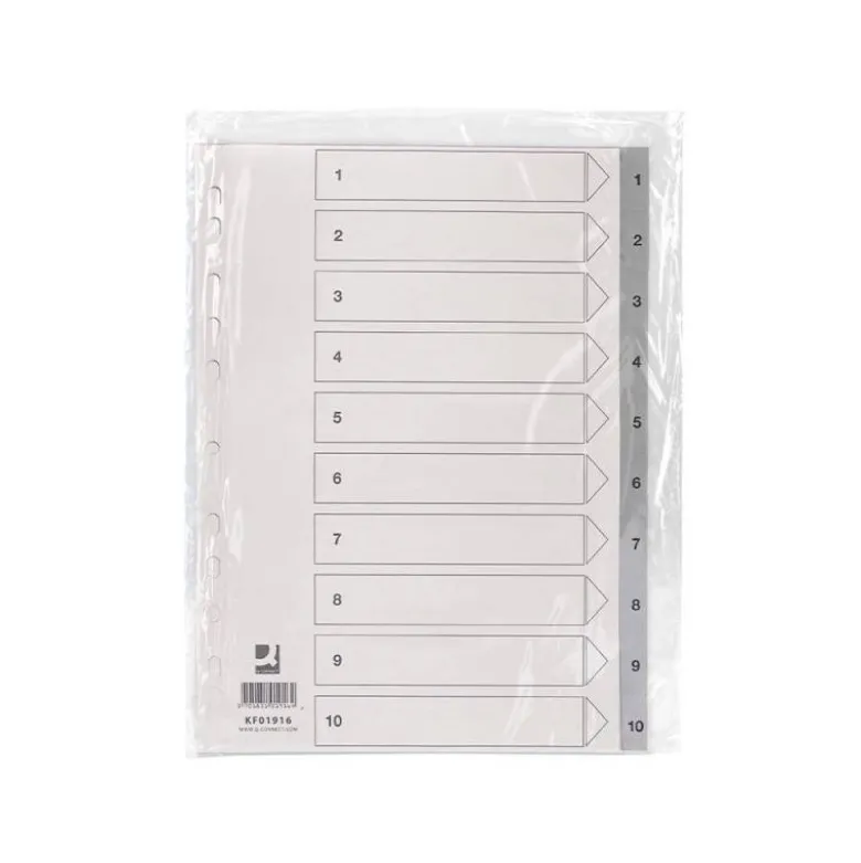 Separadores de plastico Q-Connect numericos multitaladro 1-10 DIN A4