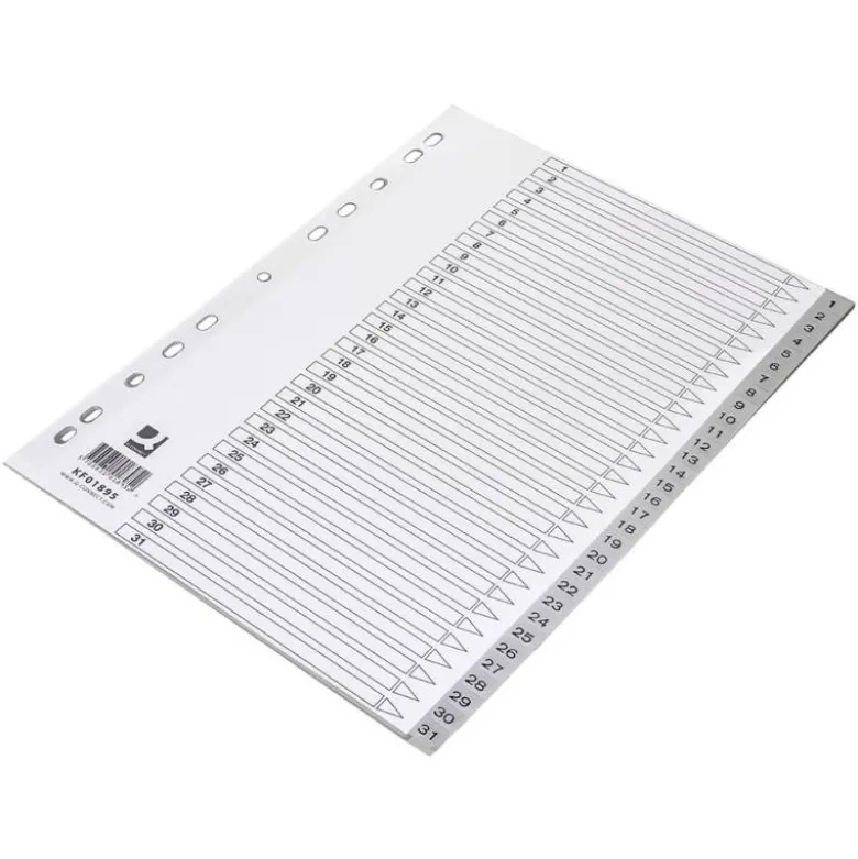 Separadores de plastico Q-Connect numericos multitaladro Din A4