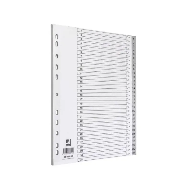 Separadores de plastico Q-Connect numericos multitaladro Din A4